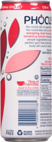 Phocus Cola Caffeinated Sparkling Water Perspective: back