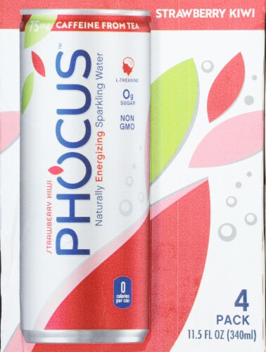 Phocus™ Caffeinated Kiwi Flavored Sparkling Water Cans Perspective: back