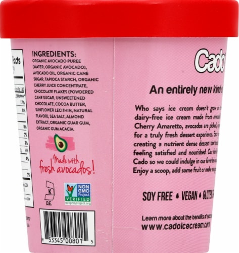 Cado™ Dairy Free Cherry Amaretto Avocado Frozen Dessert Pint Perspective: back