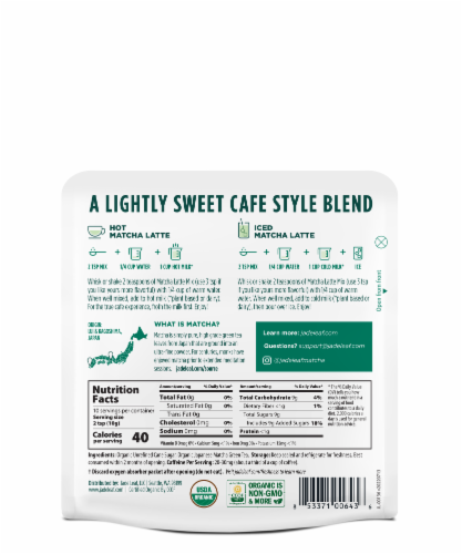 Jade Leaf® Organic Japanese Matcha Latte Mix Perspective: back