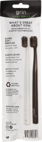 Grin Earth Lovin White Charcoal Infused Super Soft Bristles Toothbrush Perspective: back