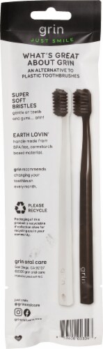 Grin Earth Lovin White Charcoal Infused Super Soft Bristles Toothbrush Perspective: back