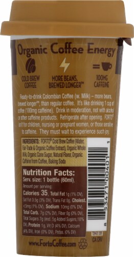 Forto Organic Hershey Chocolate Coffee Energy To Go Energy Shot Perspective: back