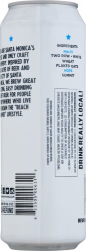 Santa Monica Brew Works® Beach Brewed Wit Modern White Ale Beer Single Can Perspective: back