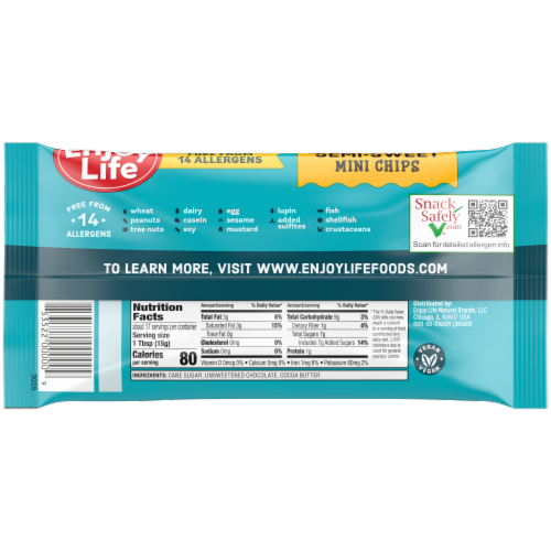 Enjoy Life™ Semi-Sweet Dairy Free Mini Chocolate Chips Vegan Perspective: back