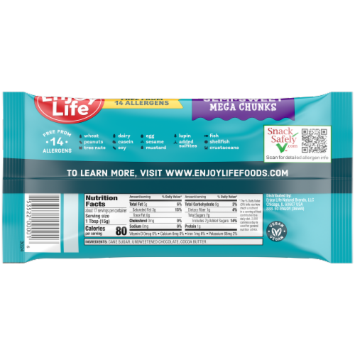 Enjoy Life™ Vegan and Dairy Free Semi-Sweet Mega Chocolate Chips Perspective: back