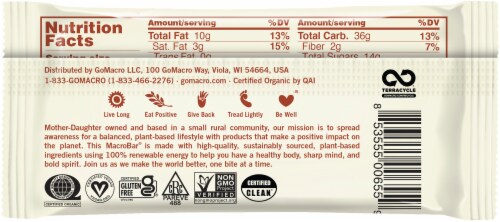 GoMacro Smooth Sanctuary Double Chocolate Peanut Butter Protein Bar Perspective: back