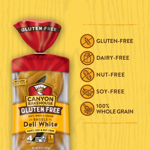 Canyon Bakehouse Deli White 100% Whole Grain Gluten Free Bagels Fresh Perspective: back
