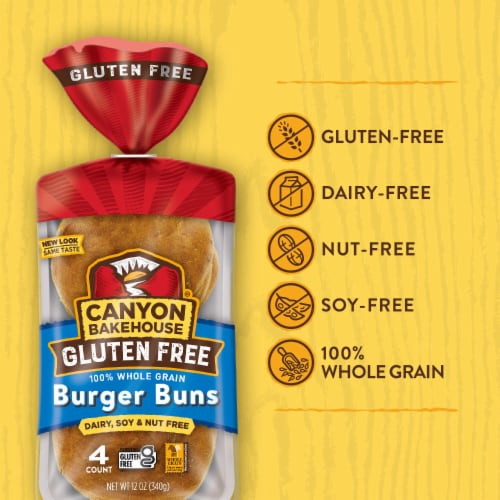 Canyon Bakehouse Burger Buns Gluten Free 100% Whole Grain Hamburger Buns Fresh Perspective: back