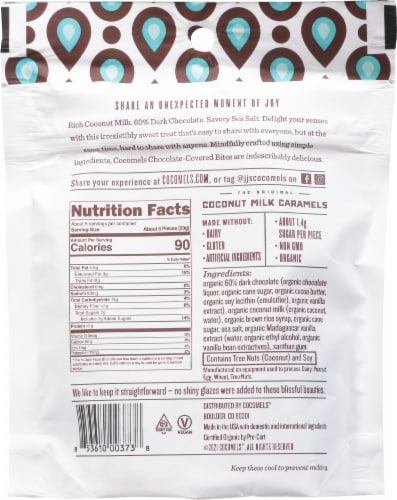Cocomel Sea Salt Coconut Milk Caramels Bites Perspective: back