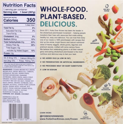 Forks Over Knives® Sesame Ginger Fancy Veggies & Rice Frozen Meal Perspective: back