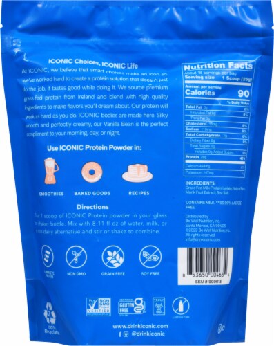 Iconic™ Grass Fed Vanilla Bean Naturally Flavored Protein Powder Perspective: back