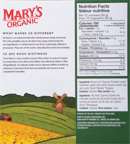 Mary's Gone Crackers™ Super Seed Basil & Garlic Crackers Perspective: back