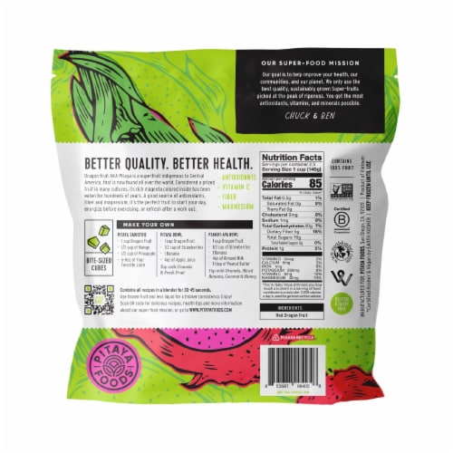Pitaya Foods Organic Dragon Fruit Snack-Sized Pieces 12 oz Perspective: back
