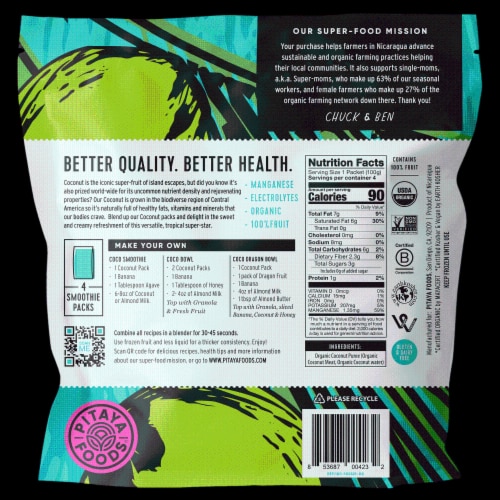 Pitaya Foods® Organic Coconut Smoothie Packs Perspective: back