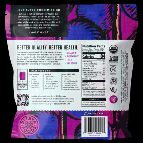 PitayaPlus Organic Acai Berry Smoothie Packs Perspective: back