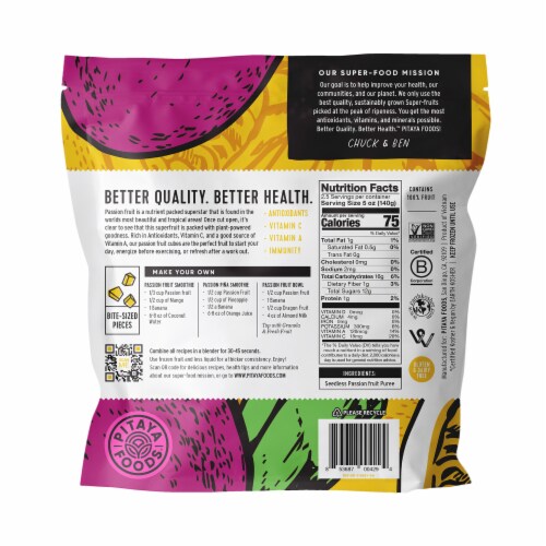 PitayaPlus™ Seedless Passion Fruit Bite Size Cubes Perspective: back