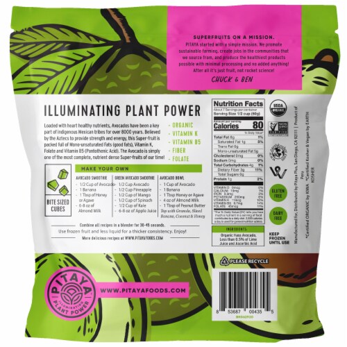 Pitaya® Organic Frozen Avocado Bite-Sized Pieces Perspective: back