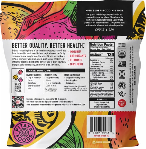 Pitaya Foods® Organic Tropical Frozen Fruit Immunity Blend Perspective: back