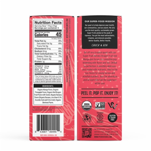 Pitaya Foods® Organic Dragon Fruit & Mango Smoothie Pops Perspective: back