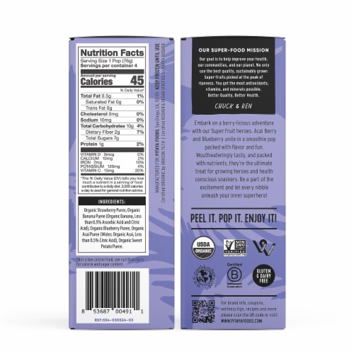 Pitaya Foods® Organic Acai Berry & Blueberry Smoothie Pops Perspective: back