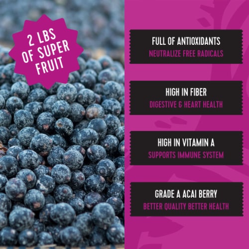 Pitaya Foods® Organic Acai Berry Bite-Sized Pieces Perspective: back