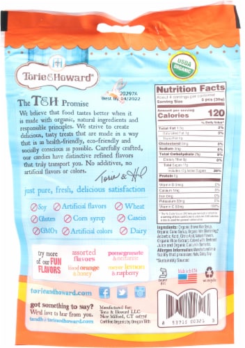 Torie & Howard Chewie Fruities Organic Blood Orange & Honey Candy Chews Perspective: back