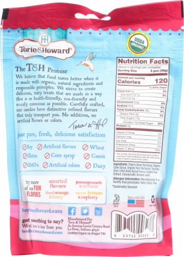 Torie & Howard Chewie Fruities Organic Pomegranate & Nectarine Candy Chews Perspective: back