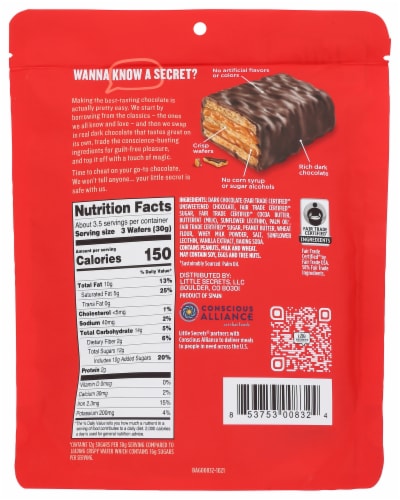 Little Secrets® Dark Chocolate Peanut Butter Mini Crispy Wafers Perspective: back