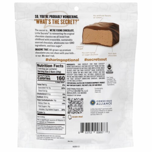 Little Secrets® Nougat + Cocoa Creamy Nougat Bars Perspective: back