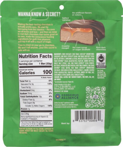 Little Secrets® Salted Caramel Dark Chocolate Nougat Bars Perspective: back