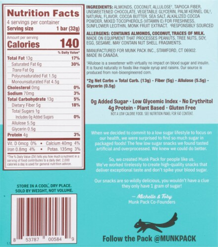 Munk Pack Coconut Cocoa Chip Keto Nutrition Bars Perspective: back