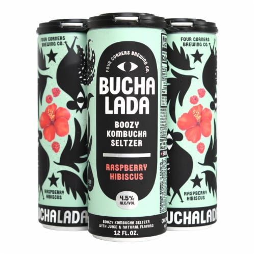 Four Corners Brewing Co. Buchalada Raspberry Hibiscus Boozy Kombucha Hard Seltzer Perspective: back