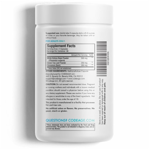 Codeage Keto Carb Blocker Dietary Supplement Capsules Perspective: back