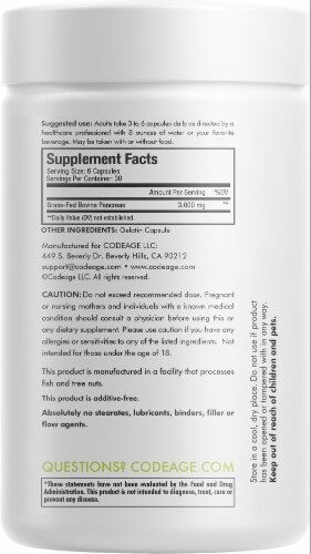 Codeage Grass-Fed Beef Pancreas Dietary Supplement Perspective: back