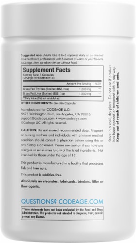 Codeage Grass-Fed Beef Thymus Dietary Supplement Perspective: back