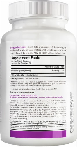 Codeage Grass-Fed Beef Spleen Dietary Supplement Perspective: back
