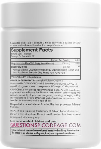 Codeage Binder + Full Spectrum Activated Charcoal Capsules Perspective: back