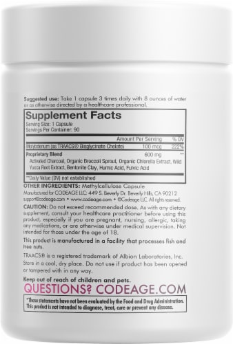 Codeage Binder + Full Spectrum Activated Charcoal Capsules Perspective: back