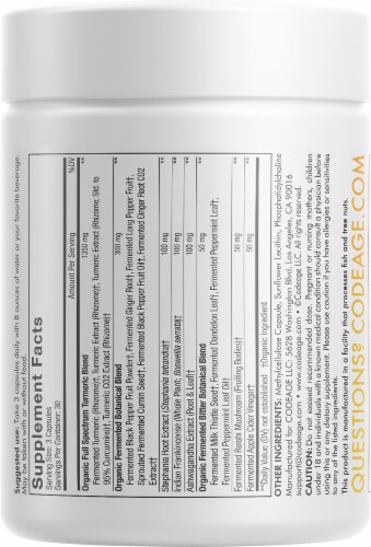 Codeage Fermentec Turmeric Capsules Perspective: back