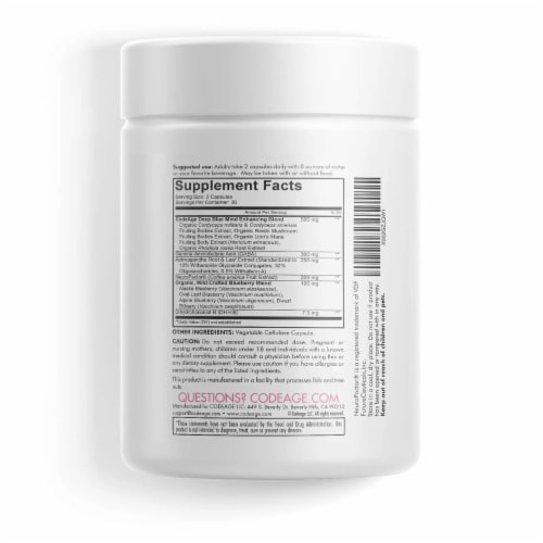 Codeage Meditate Natural Brain Supplement Vitamin Capsules Perspective: back