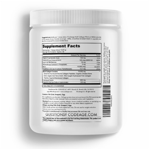 Codeage Platinum Multi Collagen Peptides Dietary Supplement Powder Perspective: back