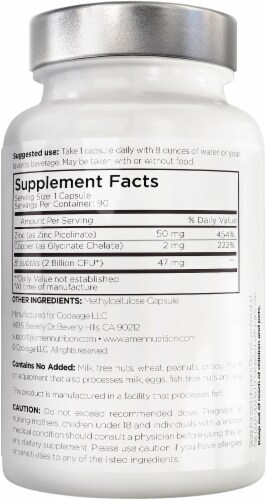 Codeage Amen ZInc & Copper Probiotic Capsules Perspective: back