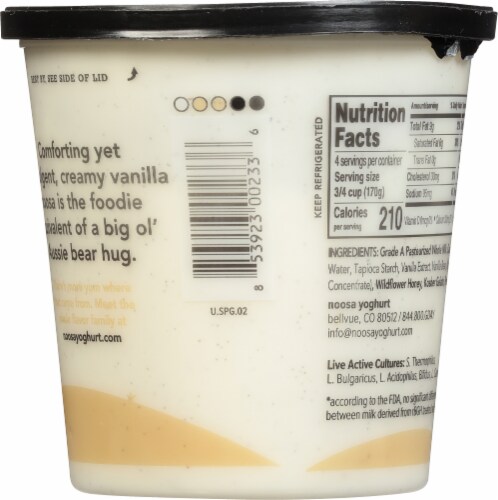 Noosa® Vanilla Bean Yogurt Cup Perspective: back