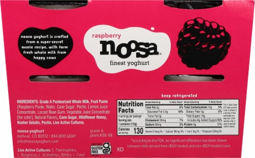 Noosa® Raspberry Yogurt Cups Perspective: back