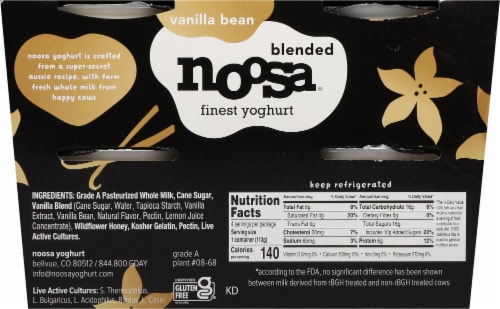 Noosa® Vanilla Bean Yogurt Perspective: back
