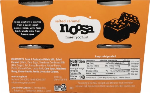 Noosa Salted Caramel Yogurt Cups Perspective: back