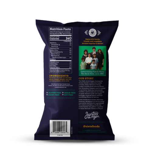 Siete® Sea Salt and Vinegar Kettle Potato Chips Perspective: back
