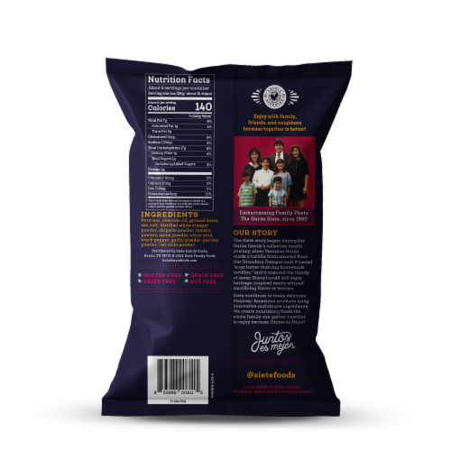 Siete® Chipotle BBQ Kettle Potato Chips Perspective: back