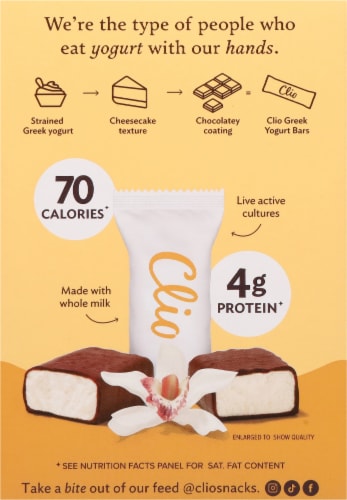 Clio® Dark Chocolate Covered Greek Yogurt Minis - Vanilla Perspective: back